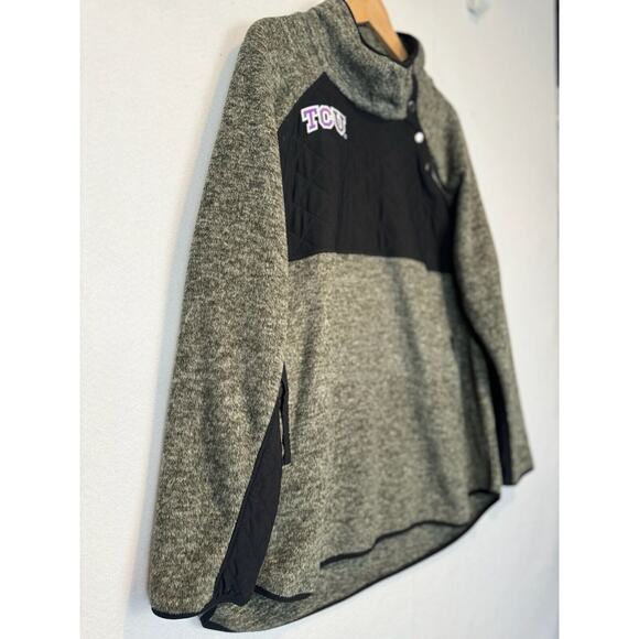 TCU Horned Frogs Fleece Pullover Jacket Women's Size XL Gray Gameday - Picture 2 of 8